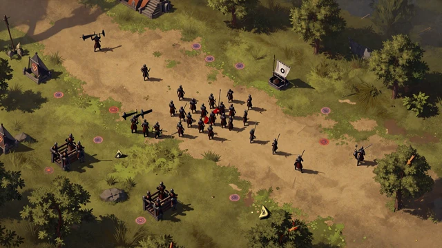 New strategy game release - medieval battle map viewed from above with armies